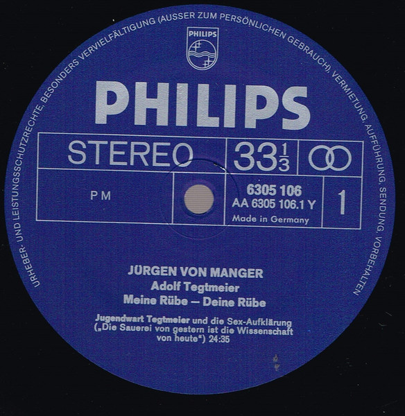 Jürgen von Manger - Adolf Tegtmeier: Meine Rübe - Deine Rübe | Philips (6305 106) - 3 Jürgen von Manger - Adolf Tegtmeier: Meine Rübe - Deine Rübe | Philips (6305 106) - 3