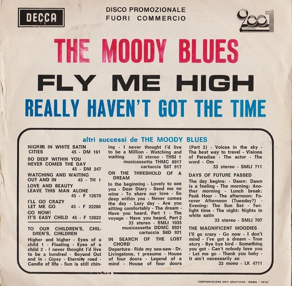 The Moody Blues - Fly Me High / Really Haven't Got The Time | Decca (C 2001) - 2