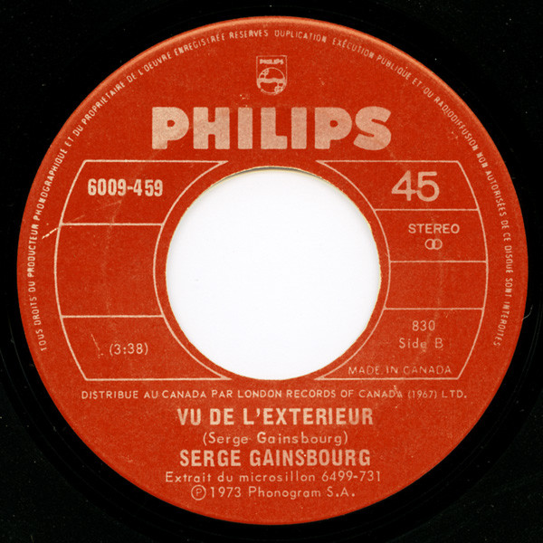 Serge Gainsbourg - Je Suis Venu Te Dire Que Je M'en Vais | Philips (6009-459) - 2
