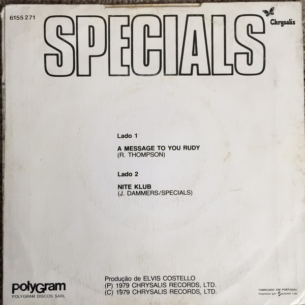 The Specials Featuring Rico Rodriguez - A Message To You Rudy | Chrysalis (6155 271) - 2