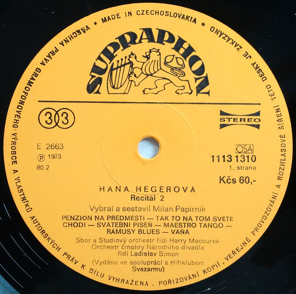 Hana Hegerová - Recitál 2 | Supraphon (1113 1310) - 3 Hana Hegerová - Recitál 2 | Supraphon (1113 1310) - 3