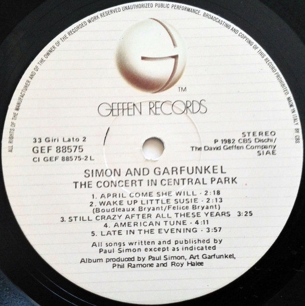 Simon & Garfunkel - The Concert In Central Park | Geffen Records (GEF 88575) - 3 Simon & Garfunkel - The Concert In Central Park | Geffen Records (GEF 88575) - 3