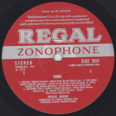 Procol Harum - Home | Regal Zonophone (SLRZ 1014) - 3
