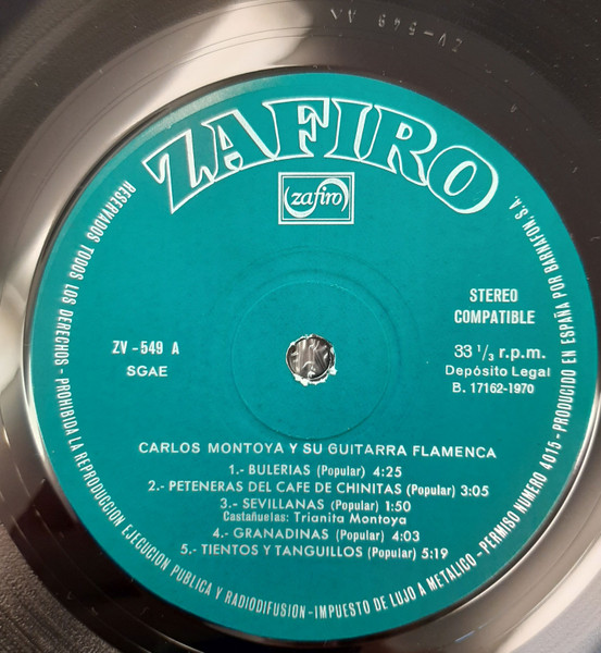 Carlos Montoya - Carlos Montoya Y Su Guitarra Flamenca | Zafiro (ZV-549) - 3