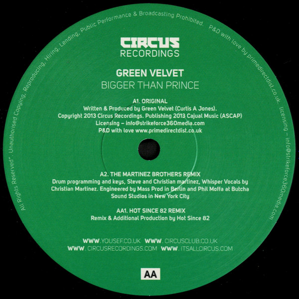 Green Velvet - Bigger Than Prince | Circus Recordings (CIRCUS028T) - 2 Green Velvet - Bigger Than Prince | Circus Recordings (CIRCUS028T) - 2