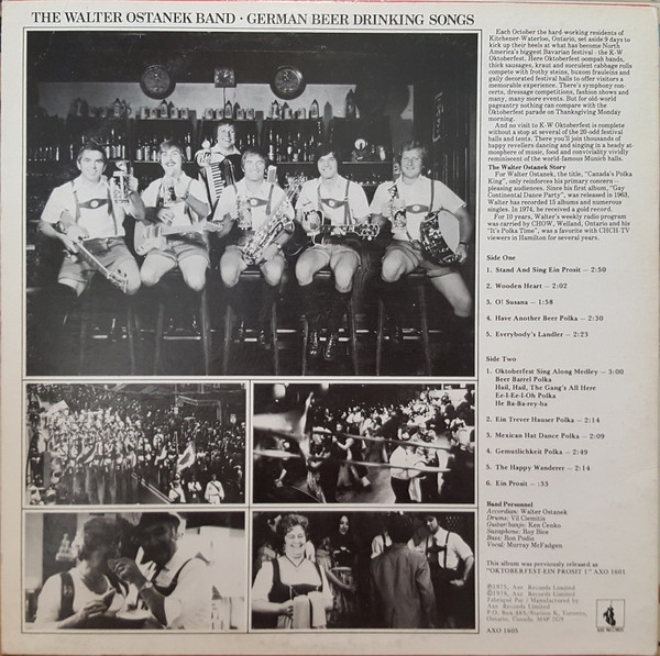 Walter Ostanek & His Band - German Beer Drinking Songs [Vinyl] | Axe Records (AXO 1605) - 2