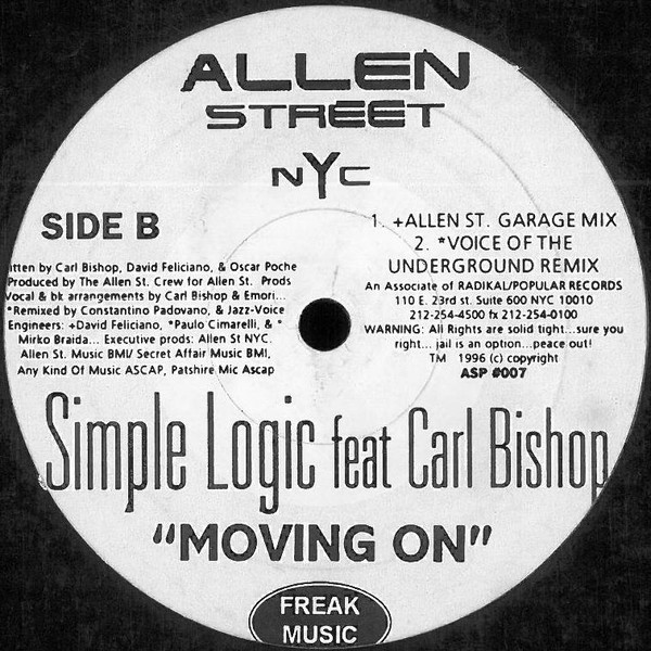 The Allen Street Crew Featuring Freddie Perez & Simple Logic Featuring Carl Bishop - The Way I Feel / Moving On | Allen Street NYC (ASP-007) - 2