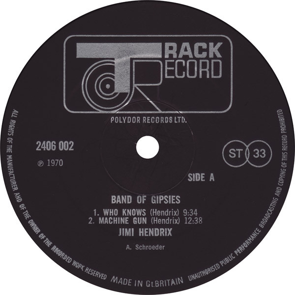 Jimi Hendrix - Band Of Gypsys | Track Record (2406 002) - 3