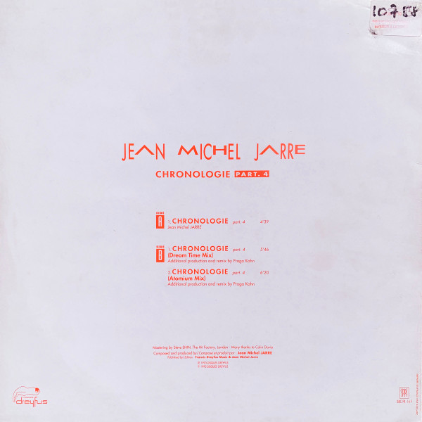 Jean-Michel Jarre - Chronologie Part 4 (Remix By Praga Khan) | Disques Dreyfus (1-FDM 05 93) - 2 Jean-Michel Jarre - Chronologie Part 4 (Remix By Praga Khan) | Disques Dreyfus (1-FDM 05 93) - 2