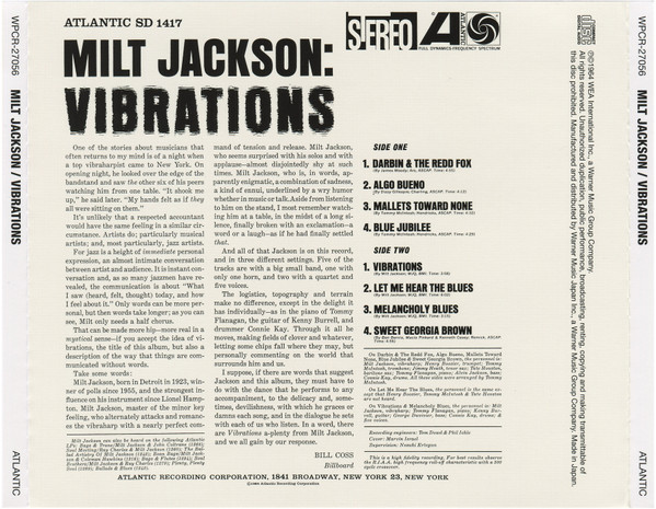 Milt Jackson - Vibrations | Atlantic (WPCR 27056) - 3