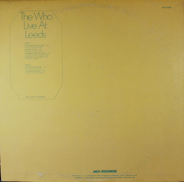 The Who - Live At Leeds | MCA Records (MCA-37000) - 2 The Who - Live At Leeds | MCA Records (MCA-37000) - 2