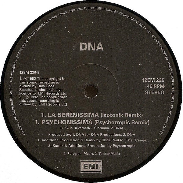 DNA Featuring Jo Nye - Blue Love (Call My Name) (Remixes) | EMI (12EM 226) - 4