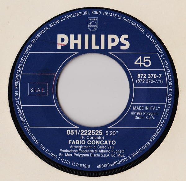 Fabio Concato - 051/222525 | Philips (872 370-7) - 3