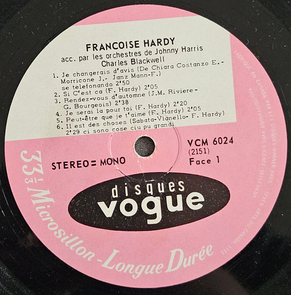 Françoise Hardy - La Maison Où J'ai Grandi [Vinyl] | Disques Vogue (VC 6024) - 3