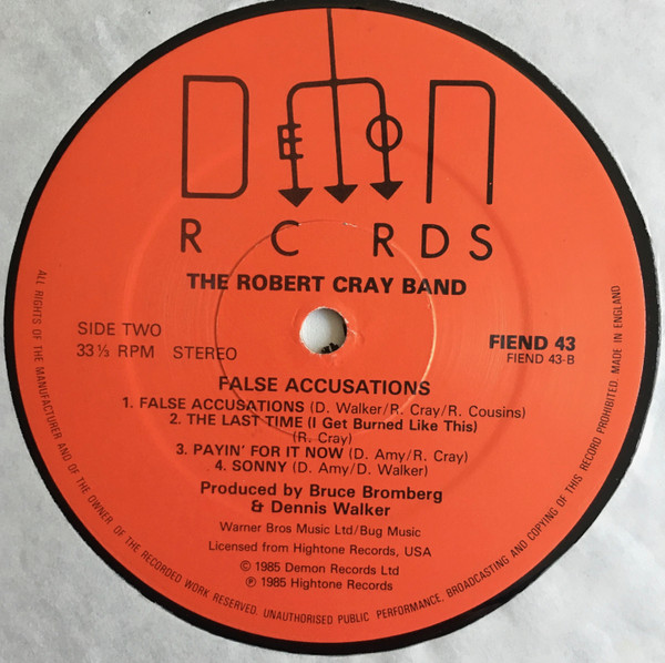 The Robert Cray Band - False Accusations | Demon Records (FIEND 43) - 2 The Robert Cray Band - False Accusations | Demon Records (FIEND 43) - 2