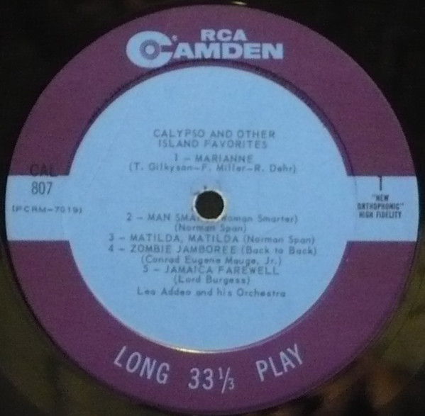 Leo Addeo - Calypso And Other Island Favorites [Vinyl] | RCA Camden (CAL 807) - 2