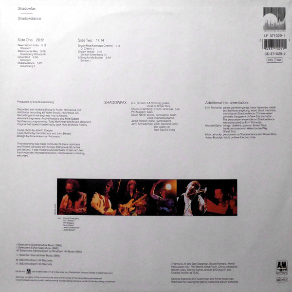 Shadowfax - Shadowdance | Windham Hill Records (371 029-1) - 2