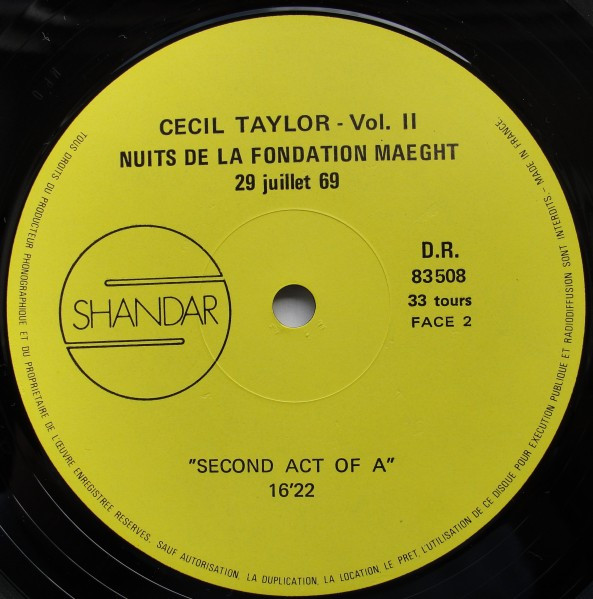 Cecil Taylor - Nuits De La Fondation Maeght - 29 Juillet 69 | Shandar (83507) - 3