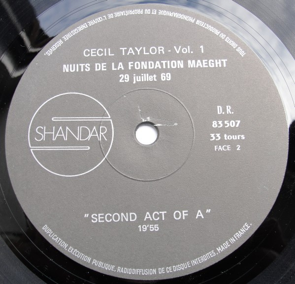 Cecil Taylor - Nuits De La Fondation Maeght - 29 Juillet 69 | Shandar (83507) - 2