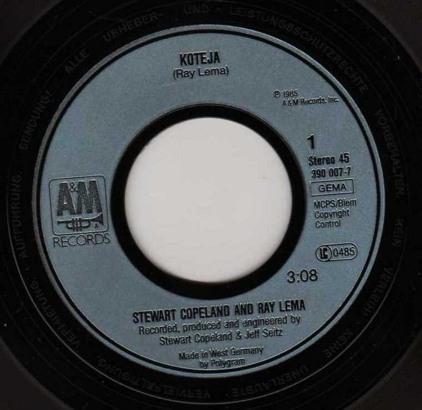 Stewart Copeland And Ray Lema - Koteja | A&M Records (390 007-7) - 3