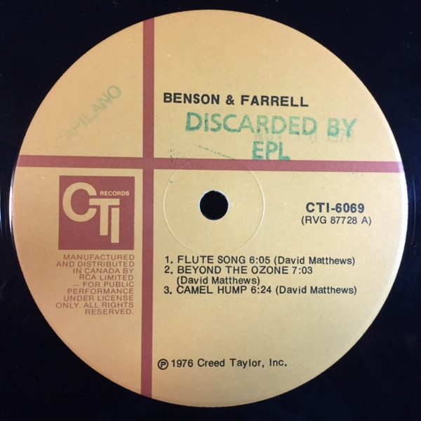 George Benson & Joe Farrell - Benson & Farrell | CTI Records (CTI 6069) - 2 George Benson & Joe Farrell - Benson & Farrell | CTI Records (CTI 6069) - 2
