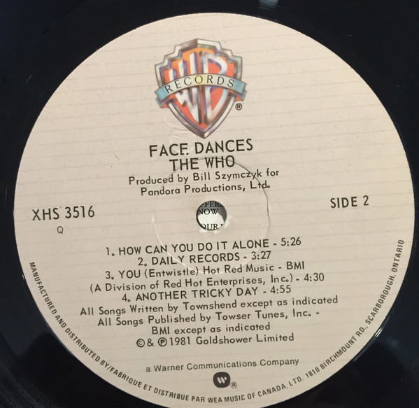 The Who - Face Dances | Warner Bros. Records (XHS 3516) - 4