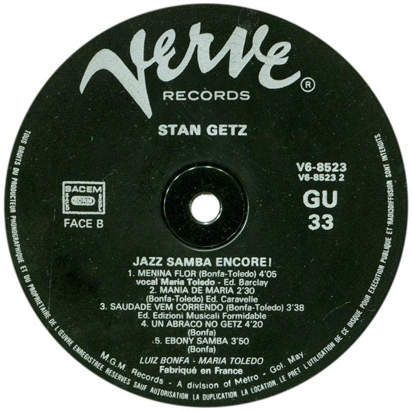 Stan Getz / Luiz Bonfá - Jazz Samba Encore! | Verve Records (V6-8523) - 4