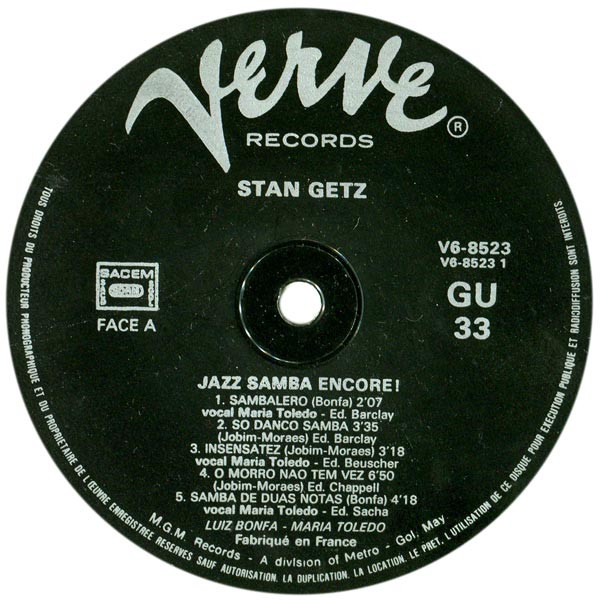 Stan Getz / Luiz Bonfá - Jazz Samba Encore! | Verve Records (V6-8523) - 3