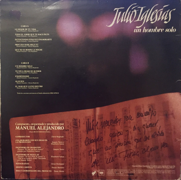 Julio Iglesias - Un Hombre Solo | CBS (CBS 450908 1) - 2 Julio Iglesias - Un Hombre Solo | CBS (CBS 450908 1) - 2