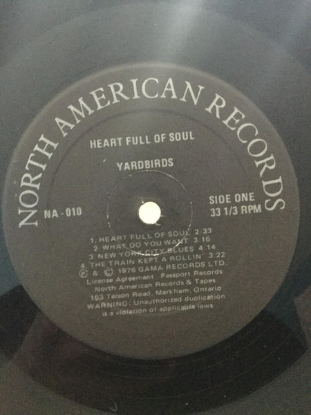 The Yardbirds - Heart Full Of Soul | North American Records (NA - 010) - 2 The Yardbirds - Heart Full Of Soul | North American Records (NA - 010) - 2