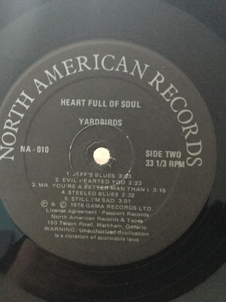 The Yardbirds - Heart Full Of Soul | North American Records (NA - 010) - 3 The Yardbirds - Heart Full Of Soul | North American Records (NA - 010) - 3