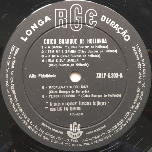 Chico Buarque De Hollanda - Chico Buarque De Hollanda | RGE (XRLP-5.303) - 3
