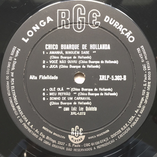 Chico Buarque De Hollanda - Chico Buarque De Hollanda | RGE (XRLP-5.303) - 4