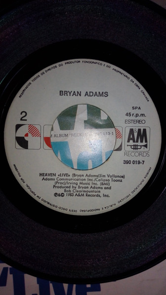 Bryan Adams - Heaven | A&M Records (390 019-7) - 3