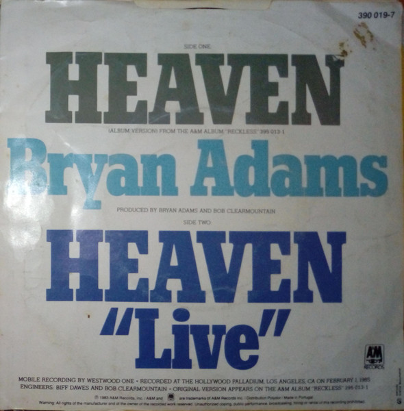 Bryan Adams - Heaven | A&M Records (390 019-7) - 2