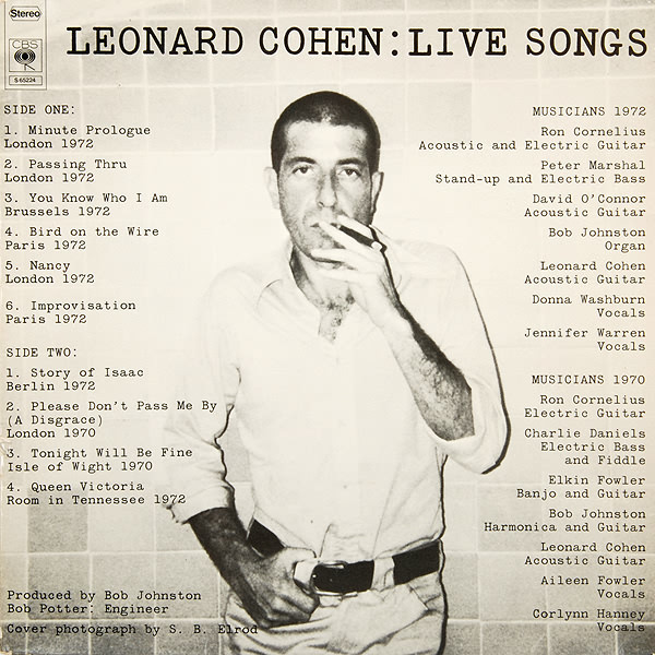 Leonard Cohen - Live Songs | CBS (S 65224) - main Leonard Cohen - Live Songs | CBS (S 65224) - main