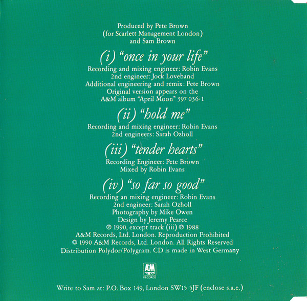 Sam Brown - Once In Your Life | A&M Records (390 539-2) - 2