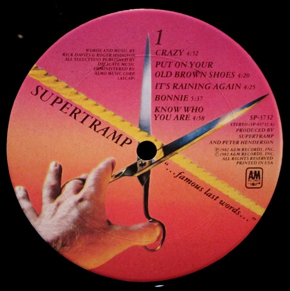 Supertramp - "...Famous Last Words..." | A&M Records (SP-3732) - 3 Supertramp - "...Famous Last Words..." | A&M Records (SP-3732) - 3