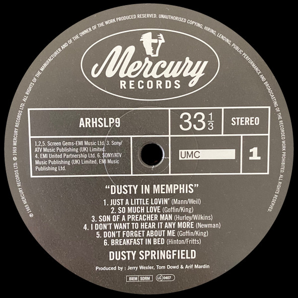 Dusty Springfield - Dusty In Memphis | Mercury (ARHSLP9) - 3 Dusty Springfield - Dusty In Memphis | Mercury (ARHSLP9) - 3