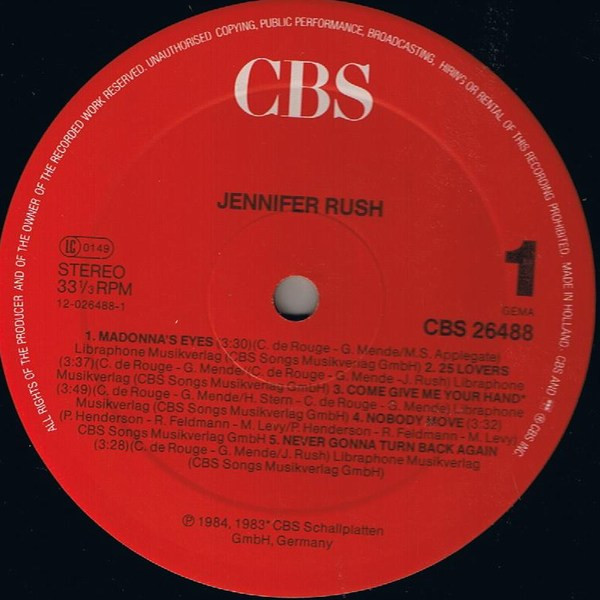 Jennifer Rush - Jennifer Rush (International Version) | CBS (CBS 26488) - 3