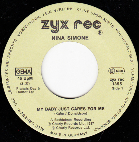 Nina Simone - My Baby Just Cares For Me | ZYX Records (1355) - 3