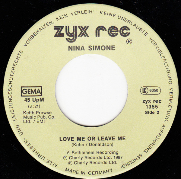 Nina Simone - My Baby Just Cares For Me | ZYX Records (1355) - 4