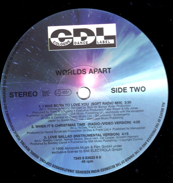 Worlds Apart - I Was Born To Love You | CDL - Cologne Dance Label (7243 8 83523 6 9) - 2 Worlds Apart - I Was Born To Love You | CDL - Cologne Dance Label (7243 8 83523 6 9) - 2