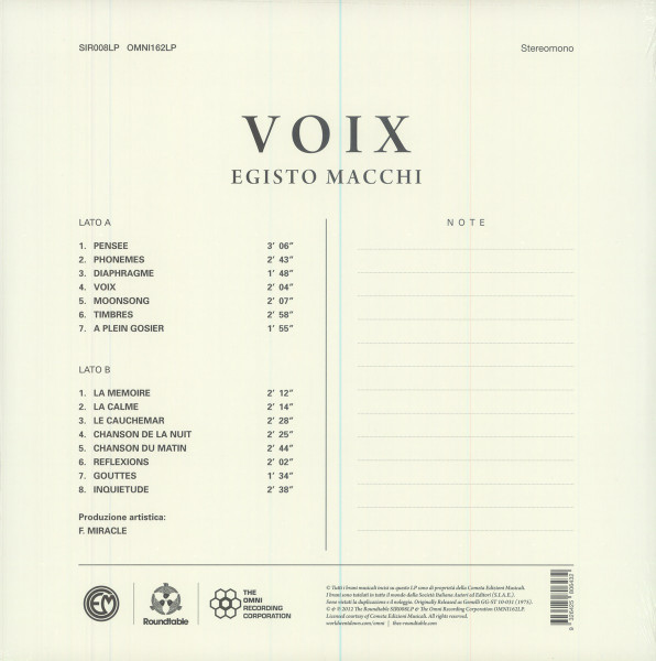 Egisto Macchi - Voix | The Roundtable (SIR008LP) - 2 Egisto Macchi - Voix | The Roundtable (SIR008LP) - 2