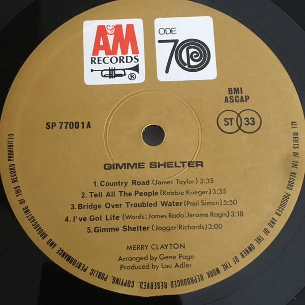Merry Clayton - Gimme Shelter | A&M Records (SP-77001) - 3 Merry Clayton - Gimme Shelter | A&M Records (SP-77001) - 3