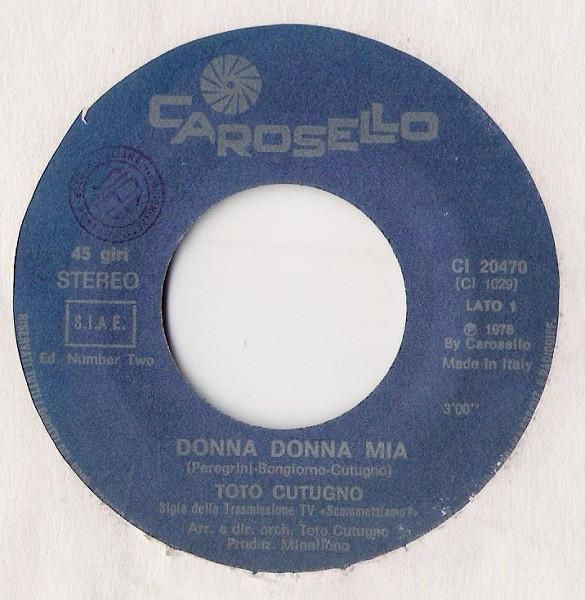 Toto Cutugno - Donna Donna Mia | Carosello (CI 20470) - 2