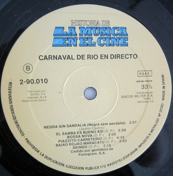 Various - Banda Original Del Film "Orfeo Negro" / Carnaval De Rio En Directo | Belter (2-90.010) - 4