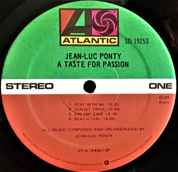 Jean-Luc Ponty - A Taste For Passion | Atlantic (SD 19253) - 2