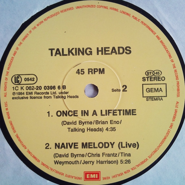Talking Heads - Once In A Lifetime | EMI (1C K 062-20 0396 6) - 4