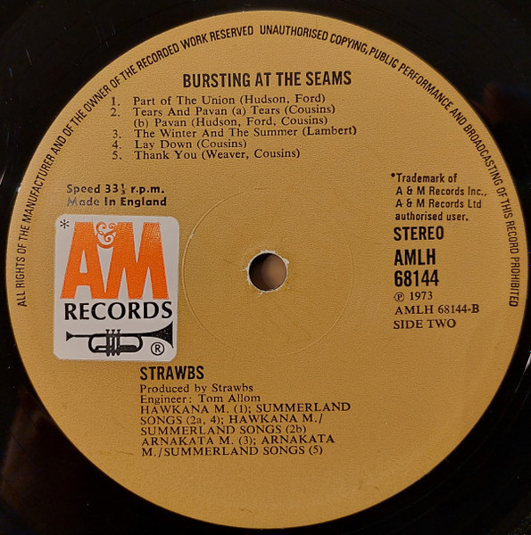 Strawbs - Bursting At The Seams | A&M Records (AMLH 68144) - 4